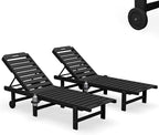 SERWALL Outdoor Chaise Lounge Set of 2, All-Weather HDPE Pool Lounge Chairs - Image 3