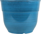 Garden Elements Indoor/Outdoor Glazed Brushed Happy Plastic Planter, Dark Blue by GardenElements