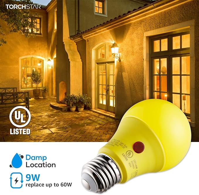 TORCHSTAR Yellow Dusk to Dawn Light Bulbs Outdoor, Sensor A19 LED Light Bulb - Image 5