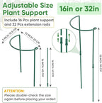 16 Pack 32 or 16 inch Adjustable Plant Support Stakes, Heavy-Duty Half Round - Image 2