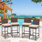 ECOTOUGE Patio Bar Stools Set of 2, Wicker Barstools - Image 7