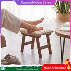 Foot Stool, Bamboo Small Sofa Foot Rest Under Desk, Extra Seating - Image 3