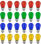 24 Pack S14 Colored LED String Light Bulbs, 1W Plastic Shatterproof Replacement by GvvooHome