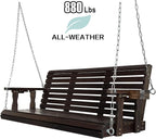 Fortune Candy Wooden Porch Swing 3-Seater, High Backrest and Deep Seat - Image 3