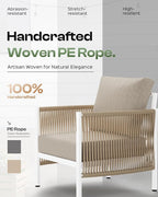 Aluminum Outdoor Patio Couch, 3 Seats HDPE Rope Patio Sofa - Image 4