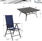 PHI VILLA 9 Piece Patio Dining Set, Outdoor Dining Furniture Patio Table Set - Image 7