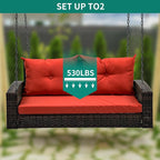 YITAHOME Wicker Hanging Porch Swing Chair Outdoor Brown Rattan Patio Swing - Image 4