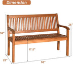COSTWAY Wooden Bench Outdoor, Curved Armrest & Backrest, Sturdy Outdoor Wood - Image 3
