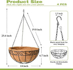 4 Pack 14 Inch Hanging Baskets for Plants Outdoor Metal Hanging Planter Hanging - Image 4