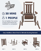 KINGYES Oversized Outdoor Rocking Chair, All-Weather Patio Rocking Chairs - Image 5