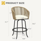 DWVO Outdoor Counter Height Bar Stools Set of 4, Patio Swivel Bar Chairs - Image 3