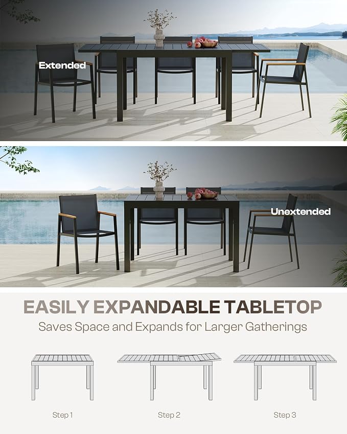 Outdoor Aluminum Patio Dining Table Set - Image 2