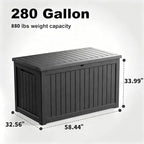 DRATO 280 Gallon Deck Box, Outdoor Large Waterproof Resin Storage Box - Image 2