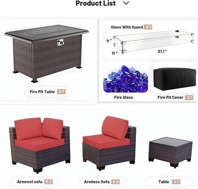 Kullavik 8 Pieces Outdoor Patio Furniture Set, Sectional Sofa Set - Image 6