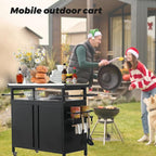 Nexaio XL Rolling Bar Grill Cart Outdoor Patio Furniture, Outdoor Grill Table - Image 6