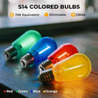24 Pack S14 Colored LED String Light Bulbs, 1W Plastic Shatterproof Replacement - Image 4