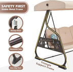 3-Seat Patio Porch Swing 800LBS Outdoor Swing - Image 3