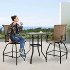 LEVELEVE Patio Bar Set 3pcs Swivel Bar Stools Outdoor Bistro Textilene - Image 8