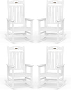Oversized Rocking Chairs Outdoor Set of 4, High Back Porch Rocking Chair by Suunyn