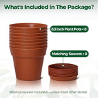 T4U 6 Inch Plant Pot 8-Pack, Plastic Planter - Image 6