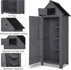 Outvita 70in Outdoor Storage Shed, Waterproof Wooden Garden Storage Cabinet - Image 2