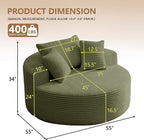 Oversized Round Chair Lounge Chaise Indoor, Upholstered Corduroy Deep Seat - Image 2