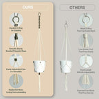 Macrame Plant Hanger Polyester Rope 42 Inch Outdoor Indoor Adjustable Hanging - Image 6