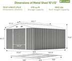 Patiowell 10 x 12 FT Metal Storage Shed - Image 8