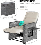 Restland Outdoor Recliner with Independent Adjustable Back & Footrest Wicker - Image 2
