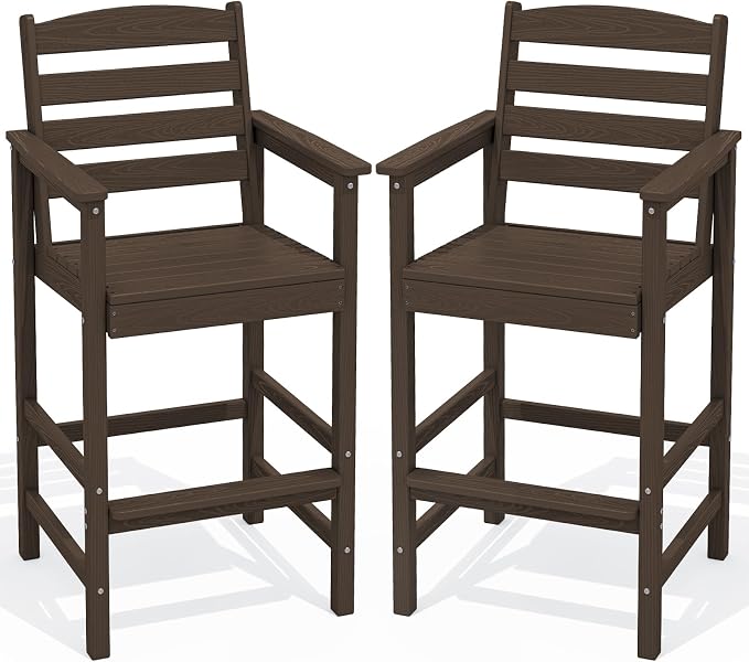 SERWALL Tall Adirondack Chairs Set of 2, Oversize Balcony Adirondack Chairs Set by SERWALL