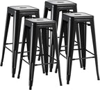 Furmax 30 Inch Metal Bar Stools Set of 4, Counter Height Backless Stools by Furmax