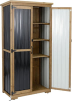 Outdoor Storage Cabinet with Shelf, Wood & Metal Storage Shed with Waterproof - Image 7