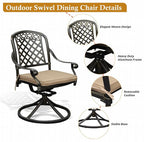 5-Piece Cast Aluminum Outdoor Patio Dining Set, All Weather Cast Aluminum - Image 3