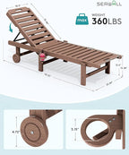 SERWALL Patio Chaise Lounge Set of 4, HDPE Outdoor Lounge Chair - Image 2