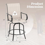 Giantex Set of 2 Swivel Outdoor Bar Stools, All-Weather Bar Height Patio Chairs - Image 4
