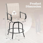 Giantex Set of 4 Swivel Outdoor Bar Stools, All-Weather Bar Height Patio Chairs - Image 4
