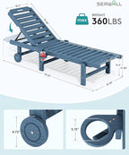 SERWALL Outdoor Chaise Lounge, Patio Chaise Lounge Chair - Image 3