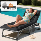 MOPHOTO Folding Chaise Lounge Chair 5-Position, Folding Cot, Heavy Duty Patio - Image 2