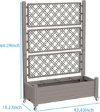 Mobile Garden Planter with Trellis & Lockable Wheels, Outdoor Raised Bed with - Image 2