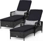 Tangkula Wicker Chaise Lounge Outdoor Set of 2, Patio Rattan Reclining Chaise by TANGKULA