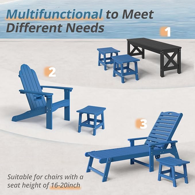 LUE BONA Outdoor Adirondack Ottomans, Footrest Footstool Set of 2, Outdoor Foot - Image 6