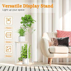 3 Tier Plant Stand Indoor Outdoor, Metal Wood Tiered Corner Plant Stands Pot - Image 3