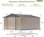 Patiowell 10 x 12 FT Metal Storage Shed - Image 3