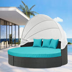 MICTONY Outdoor Daybed Cushion Cover, Sun Bed Round Cushion ONLY, Peacock Blue - Image 3