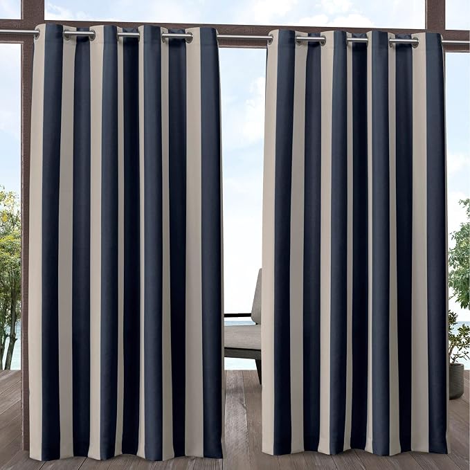 Exclusive Home Canopy Stripe Indoor/Outdoor Grommet Top Curtain Panel by Exclusive+Home
