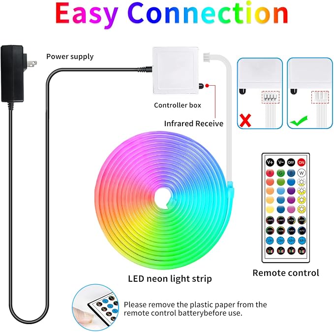 32.8ft LED neon Lights with Remote APP Control IP65 Waterproof Flexible Neon - Image 7