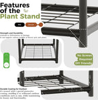 Bamworld Plant Stands Indoor 4 Sets Plant Shelves Outdoor Metal Plant Holder - Image 4