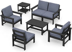 SERWALL HDPE Patio Furniture Set, 7-piece Outdoor Sectional Sofa Set, All - Image 9