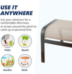Outdoor Patio Ottoman Seat Textilene Portable Metal Footstool Portable Footrest - Image 5