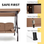 HOMREST 3 Seat Outdoor Porch Swing - Image 4